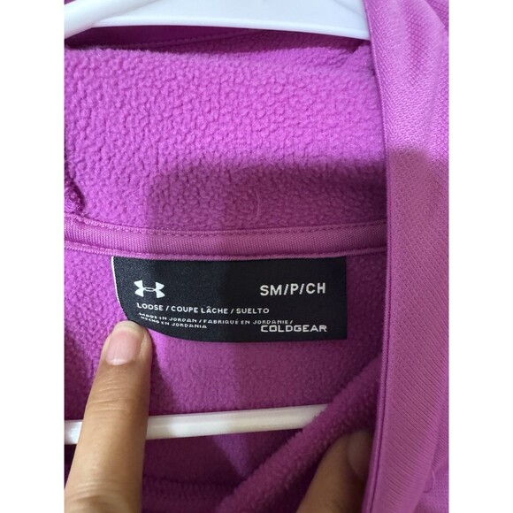 Under Armour ColdGear Unisex Hoodie Activewear Casual Pink Loose Pullover size S - Picture 3 of 4
